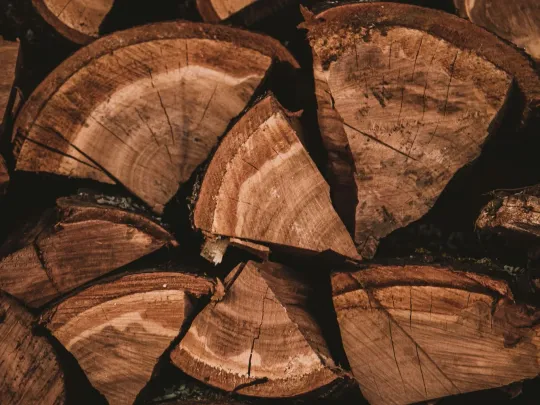 Dark stack of split firewood rounds, Cowichan Valley BC