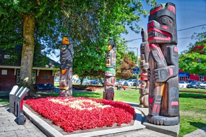 Totem poles in downtown Duncan BC